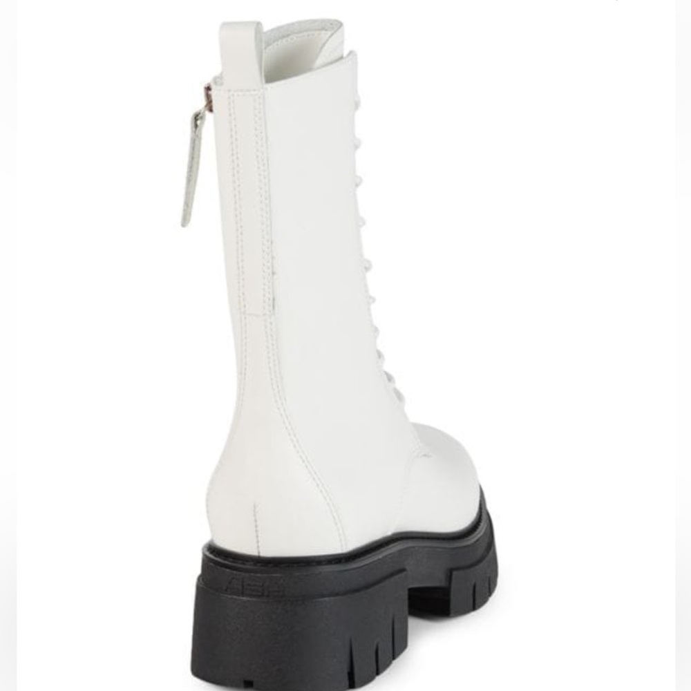 NWT ASH Liana white leather combat boots lug sole size 6 - Picture 3 of 10